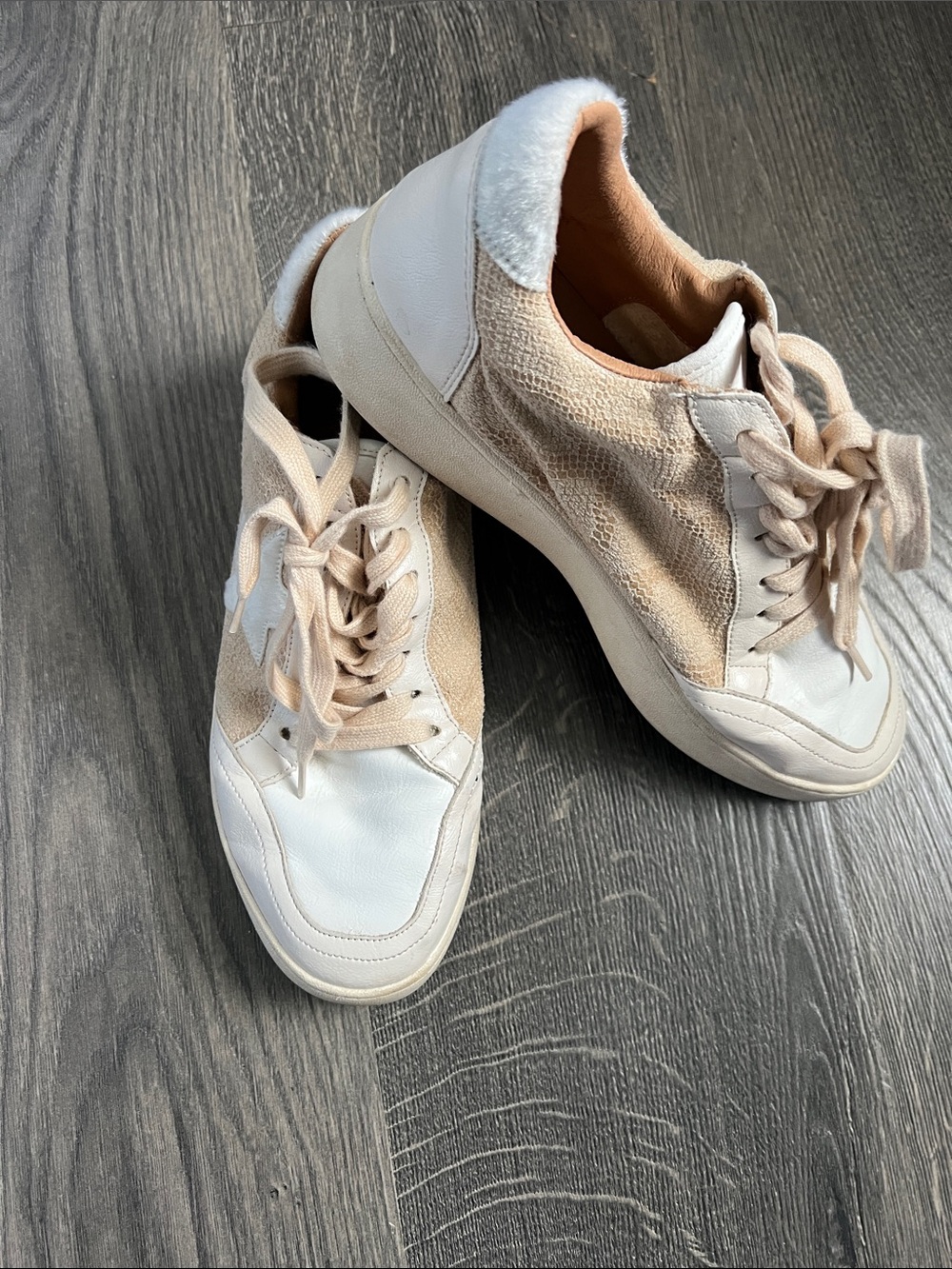 Oasis Society 8.5 Women’s Beige and White Casual Lace-Up Sneakers